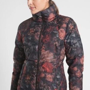 ATHLETA Downtown Printed Down Puffer Jacket Floral Size Medium